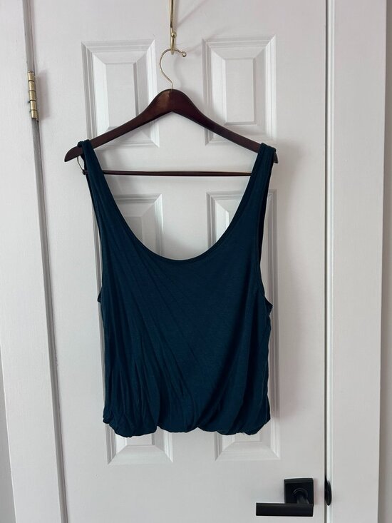 Free People Tops - Free People Dark Teal Scoop Neck Blouson Bubble Hem Tank Top Size S